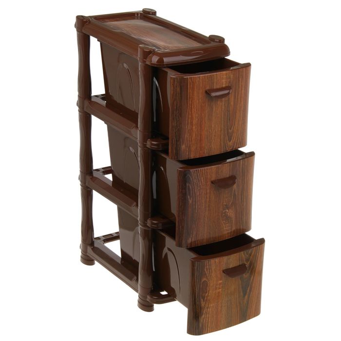 Комод 3 секции "Альт Деко. Дерево" узкий, цвет коричневый