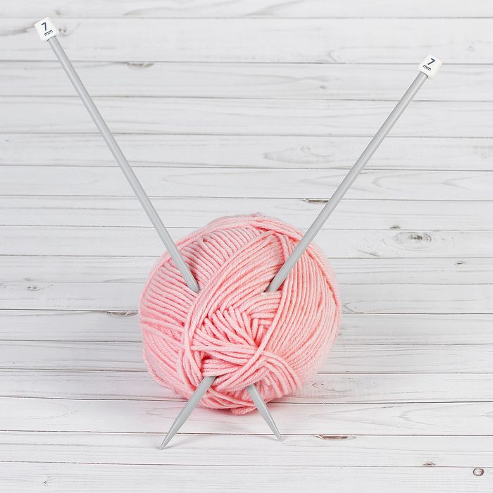 Спицы для вязания прямые, наконечник, d=7мм, 35см, 2шт