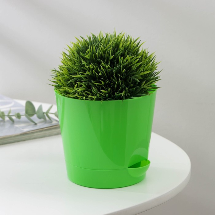 Кашпо с прикорневым поливом 800 мл "Ника" d=12 см , цвет ярко-зеленый