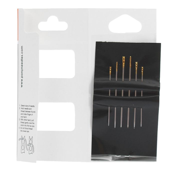 Иглы с упрощённым вдеванием, с золотым ушком №4-8, 6шт