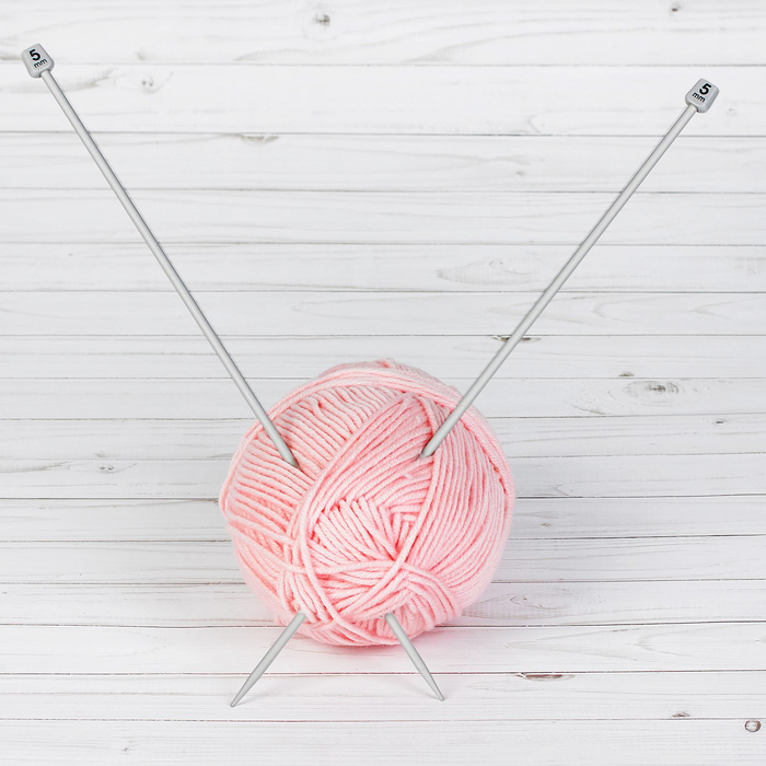 Спицы для вязания прямые, наконечник, d=5мм, 40см, 2шт