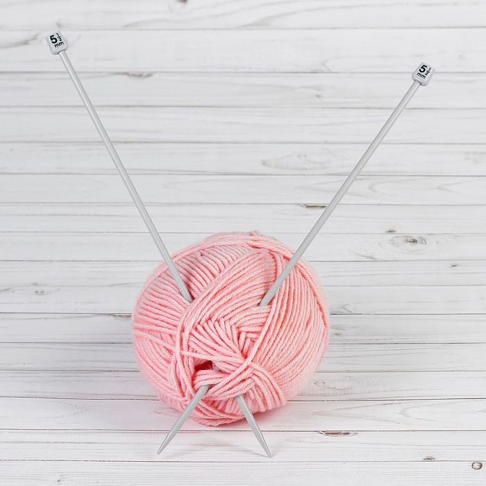 Спицы для вязания прямые, наконечник, d=5,5мм, 35см, 2шт