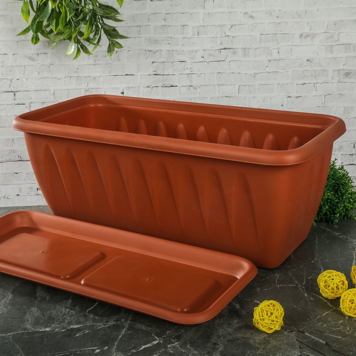 Балконный ящик 40 см с поддоном "Алиция", цвет терракот