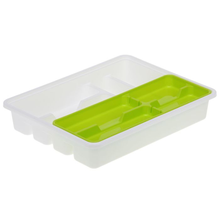 Лоток-вкладыш для столовых приборов, 2 уровня, цвет салатовый