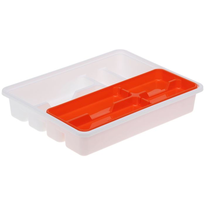 Лоток-вкладыш для столовых приборов, 2 уровня, цвет оранжевый