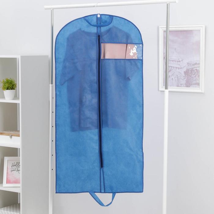 Чехол для одежды, с окном 120х60 см, цвет синий