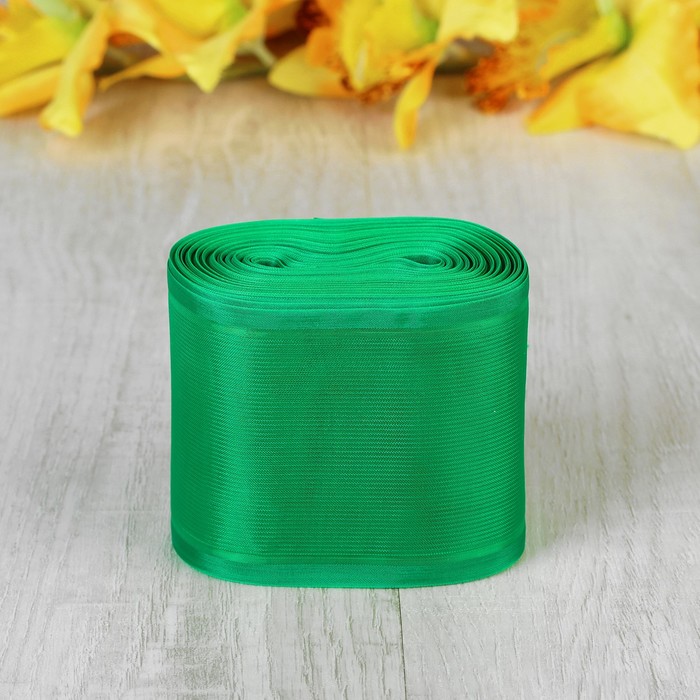 Лента для бантов, 80мм, 25м, цвет зелёный