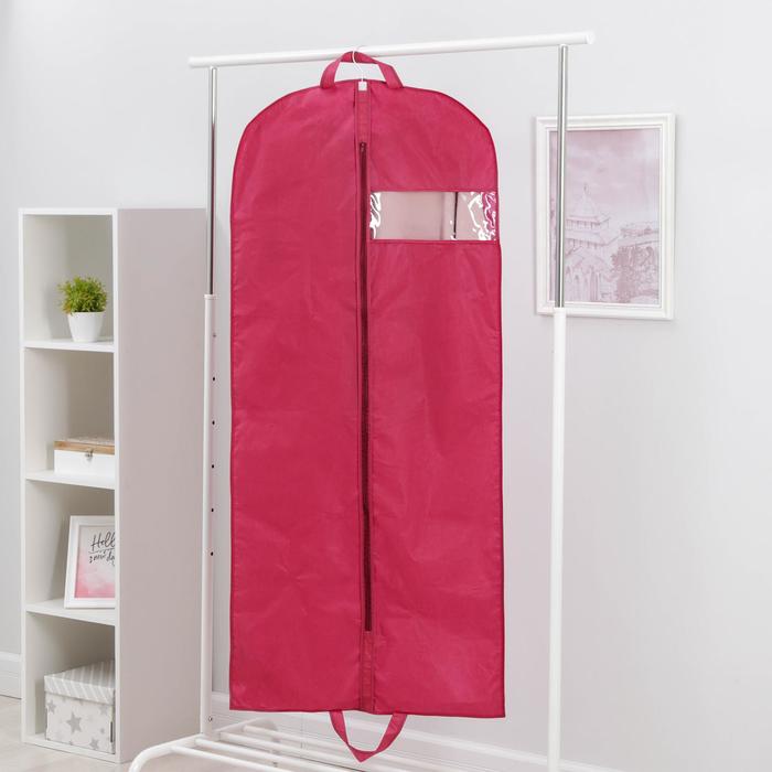 Чехол для одежды, с окном 140х60 см, цвет бордовый