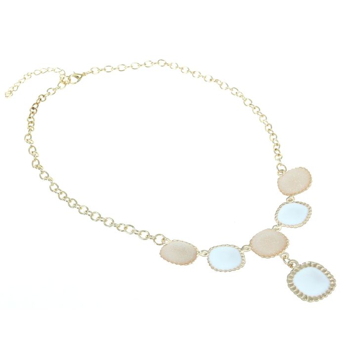 Колье "Квадрат каскад", цвет бело-молочный в золоте