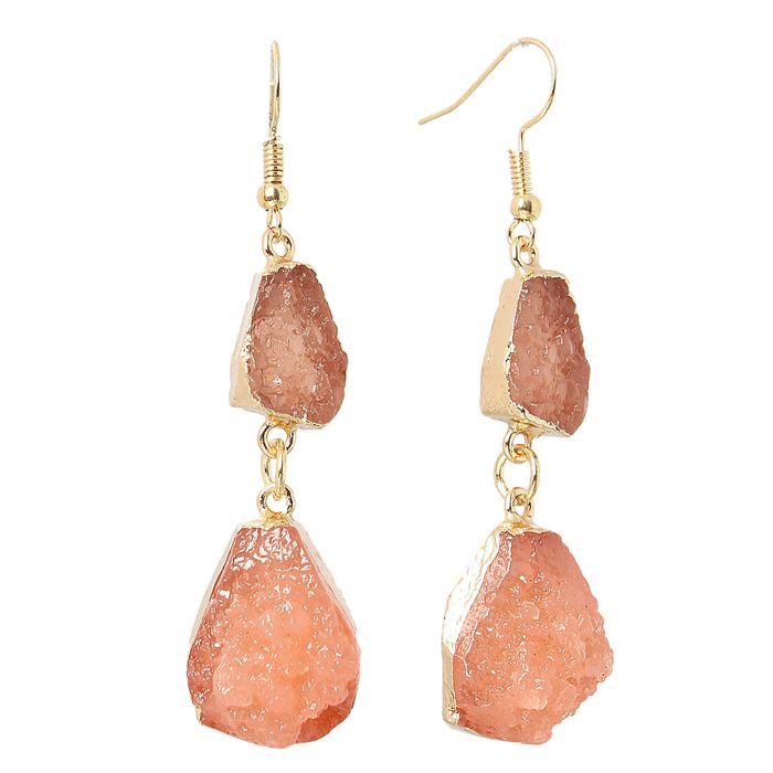 Серьги "Натурель фэшн" капля, цвет розовый в золоте