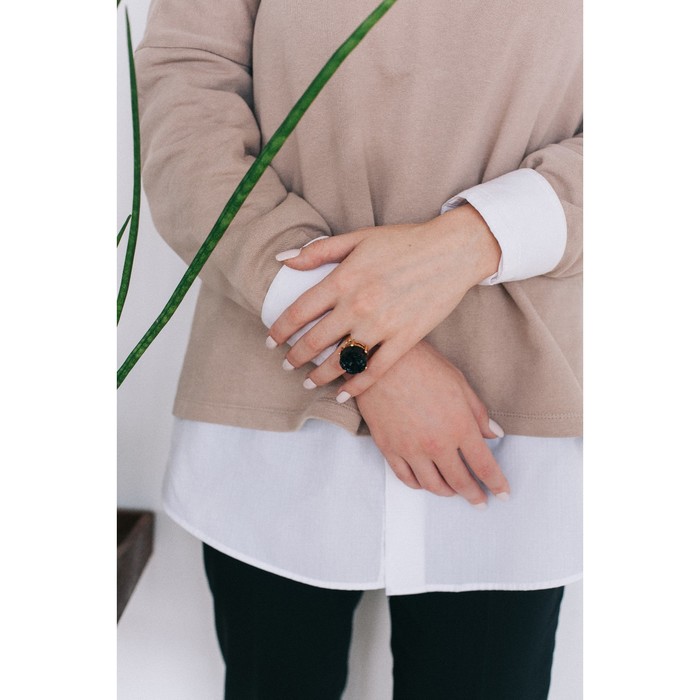 Кольцо "Натурель фэшн", круг, цвет чёрный в золоте, безразмерное