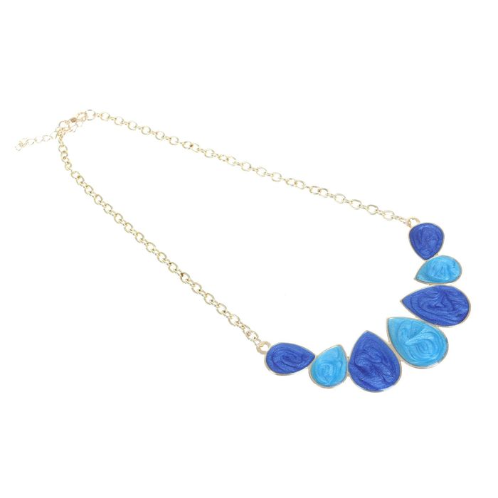 Колье "Капли", цвет сине-голубой в золоте