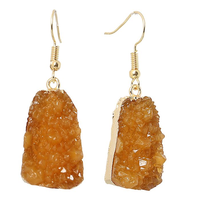 Серьги "Натурель фэшн" трапеция, цвет янтарный в золоте