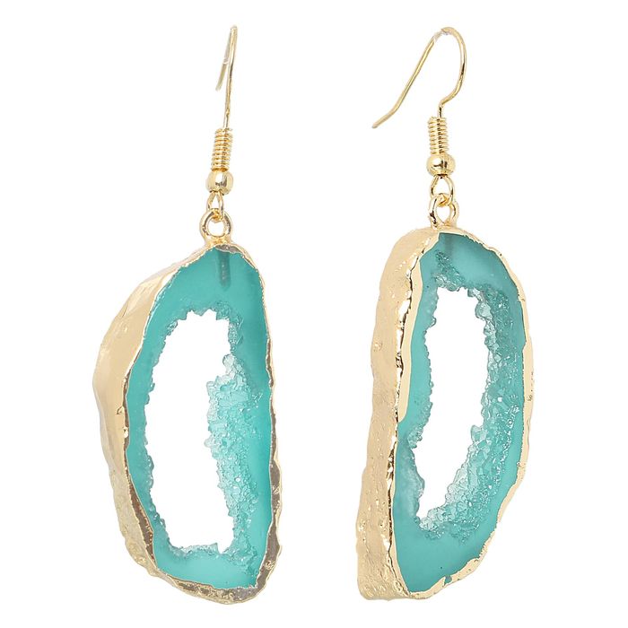 Серьги "Натурель фэшн" овал, цвет голубой в золоте