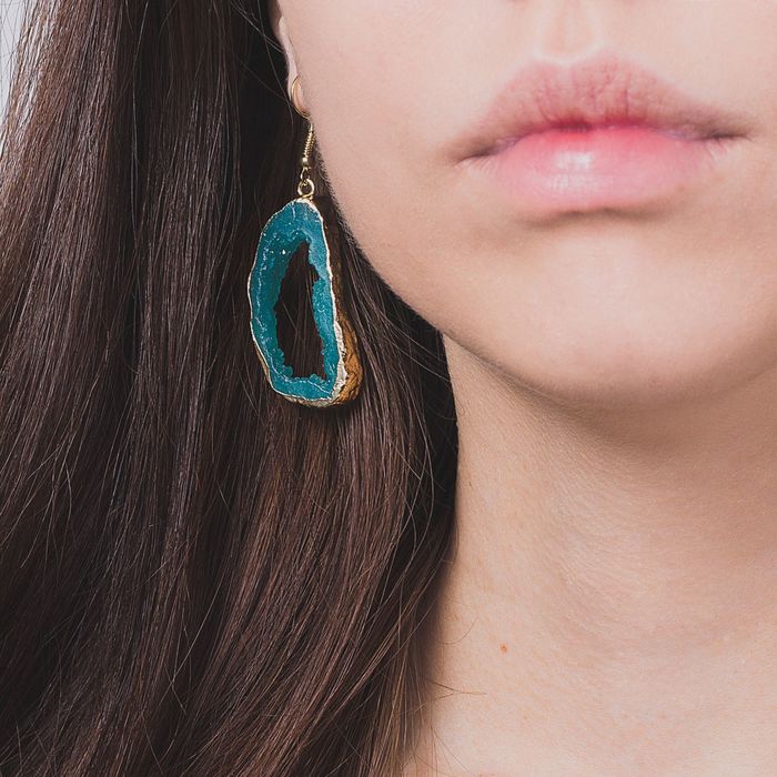 Серьги "Натурель фэшн" овал, цвет голубой в золоте