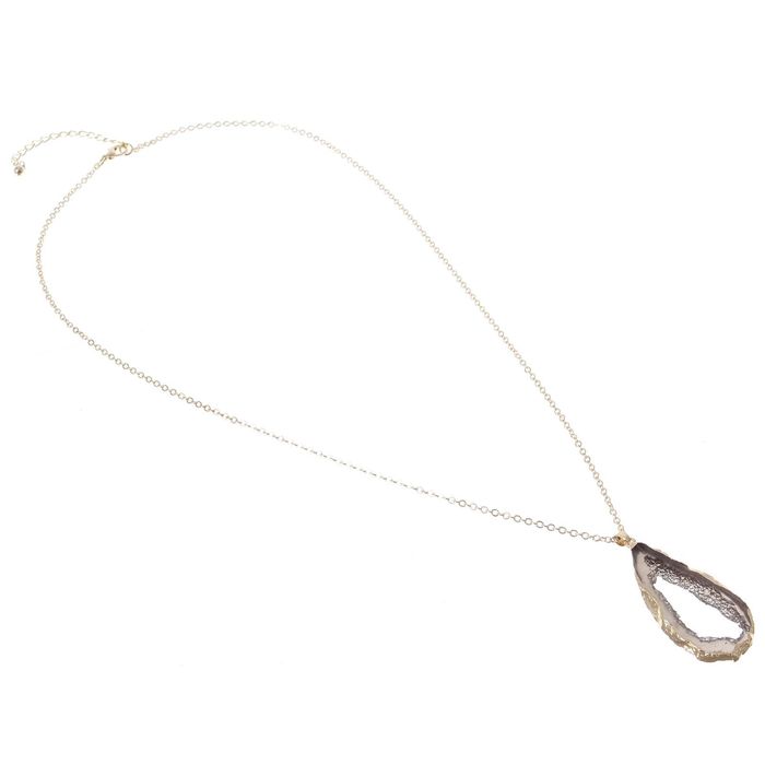 Кулон "Натурель фэшн" капля, цвет серый в золоте, 70см