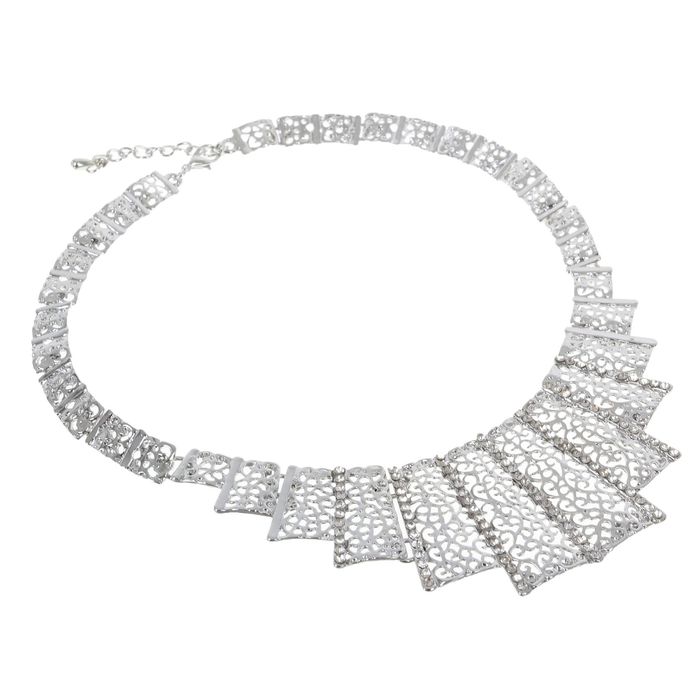 Колье "Прямоугольники ажурные", цвет серебро, 40 см