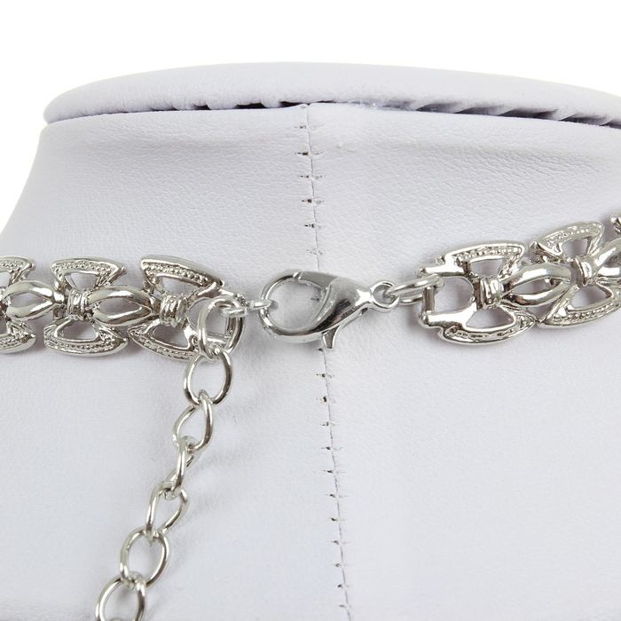 Набор 2 предмета: серьги, колье "Бантик", цвет серебро