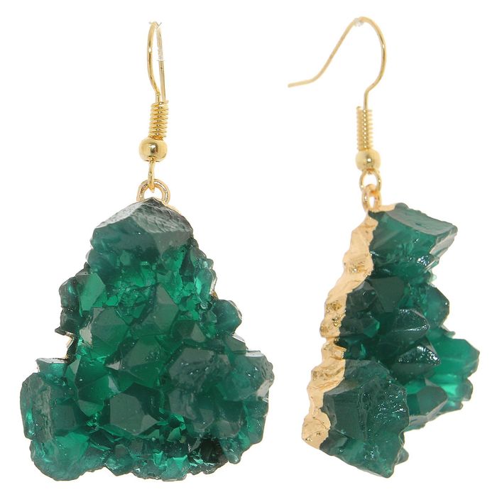 Серьги "Натурель фэшн" геометрия, цвет изумруд в золоте