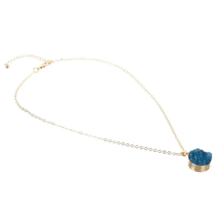 Кулон "Натурель фэшн" круг, цвет синий в золоте, 45см