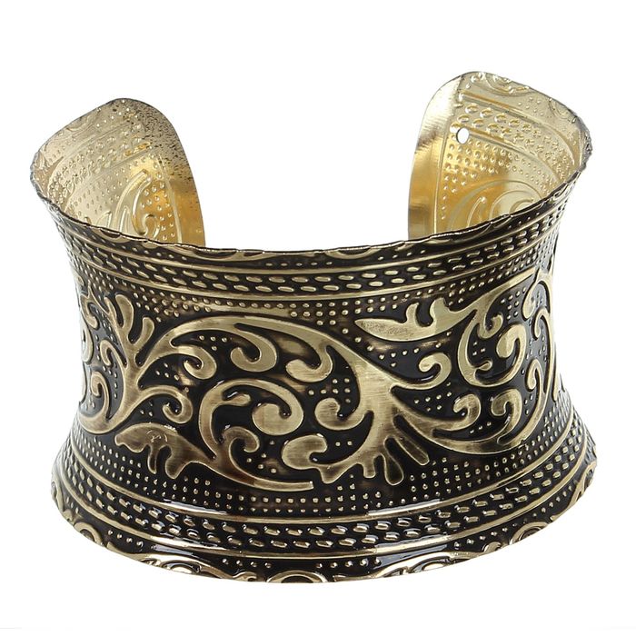 Браслет с эмалью "Этника", цвет чёрный в золоте