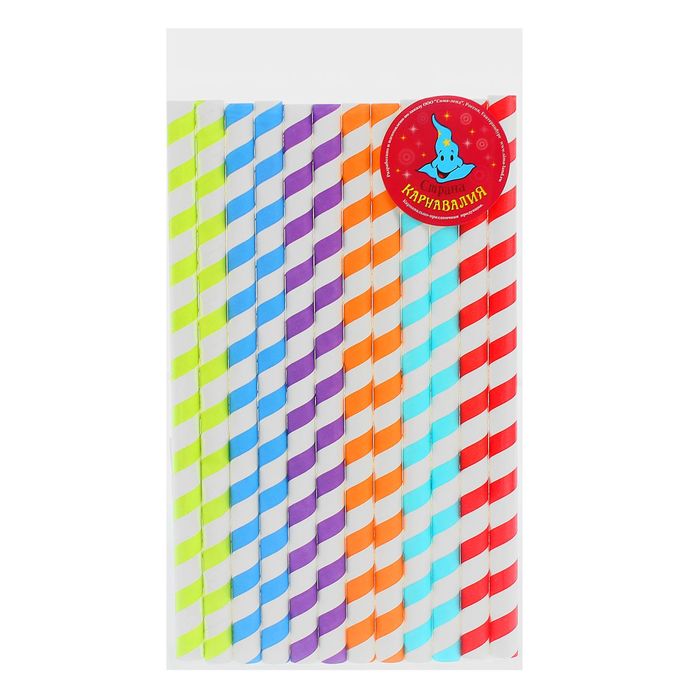 Трубочка для коктейля "Спиралька", набор 12 шт., цвета МИКС