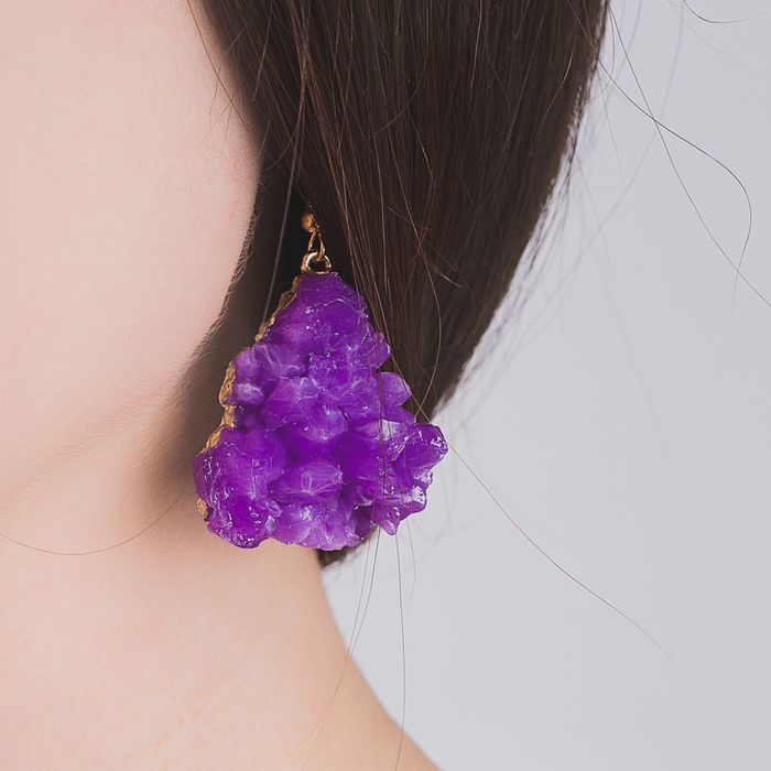 Серьги "Натурель фэшн" геометрия, цвет светло-сиреневый в золоте