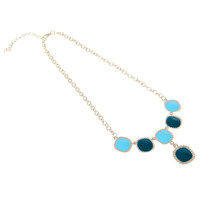 Колье "Квадрат каскад", цвет морской в золоте