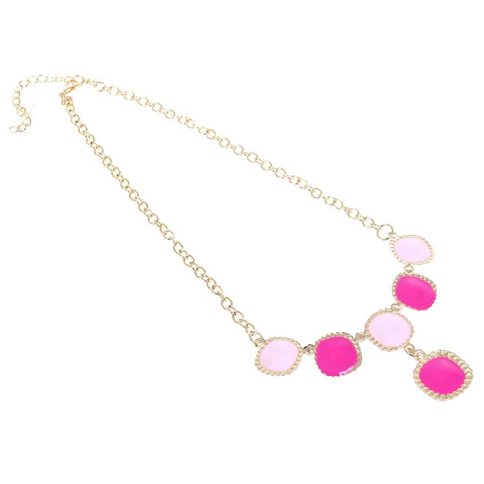 Колье "Квадрат каскад", цвет розовый в золоте