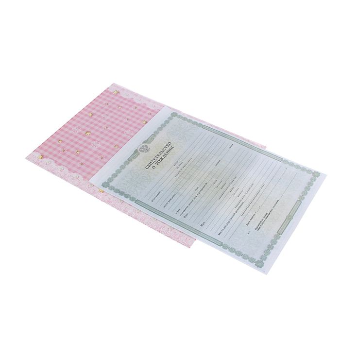 Папка под свидетельство "О рождении малышки"