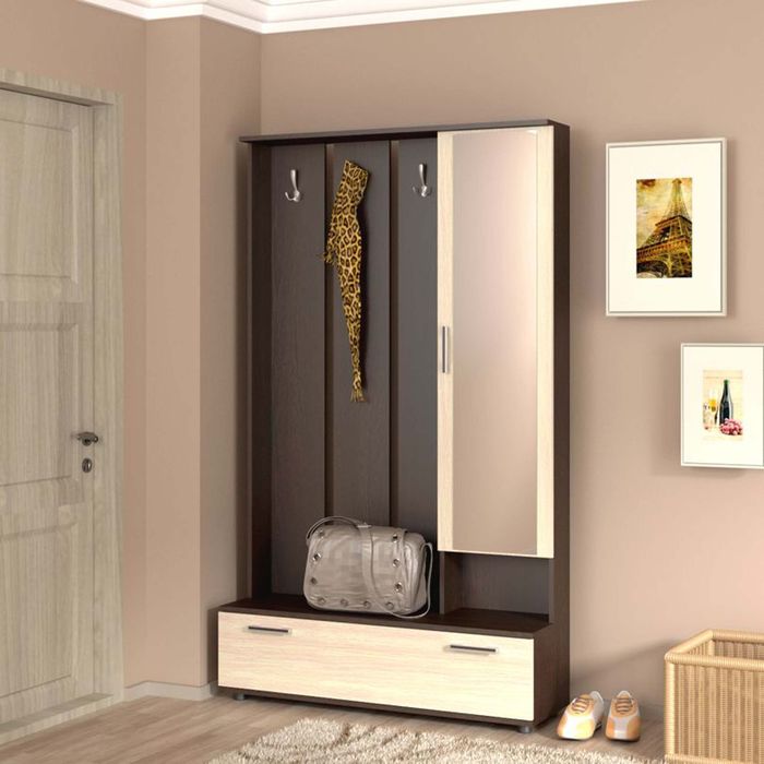 Прихожая малая ПМ-2 1111x343х1915 венге/дуб млечный правая