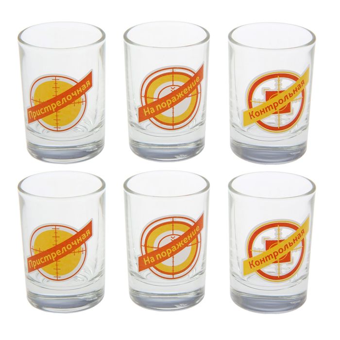 Набор рюмок "На поражение" деколь, 6 штук