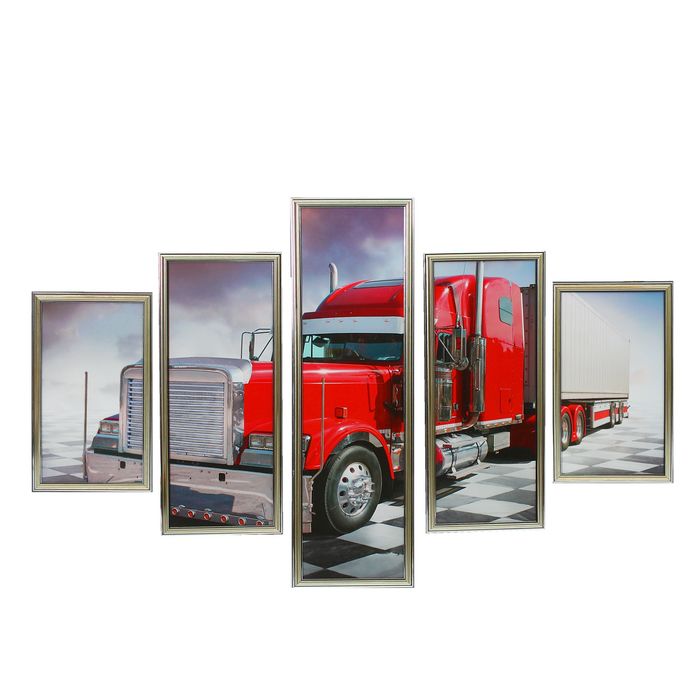 Модульная картина в раме "Грузовая машина", 2 — 20×35 см, 2 — 20×50 см, 20×70 см, 70×100 см