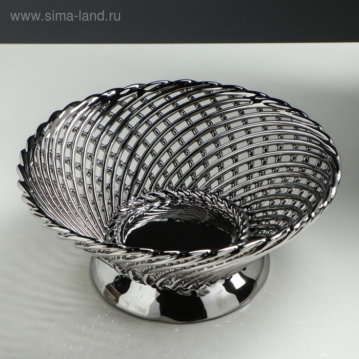 

Конфетница "Плетенка", круглая, серебро, керамика, 9 см