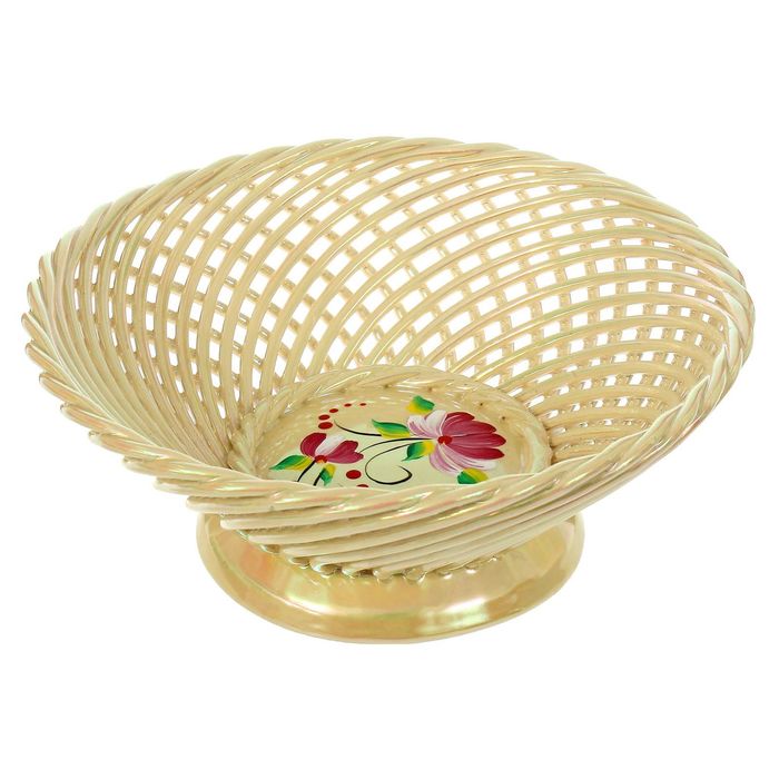Конфетница "Плетенка" круглая, перламутровая