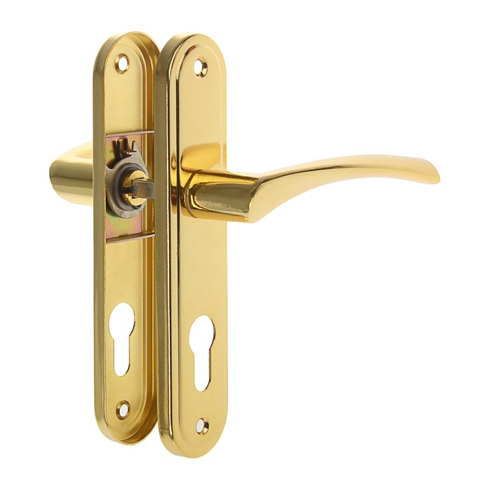 Замок врезной "АЛЛЮР" 103/3-61А GP, с ручкой, цвет латунь