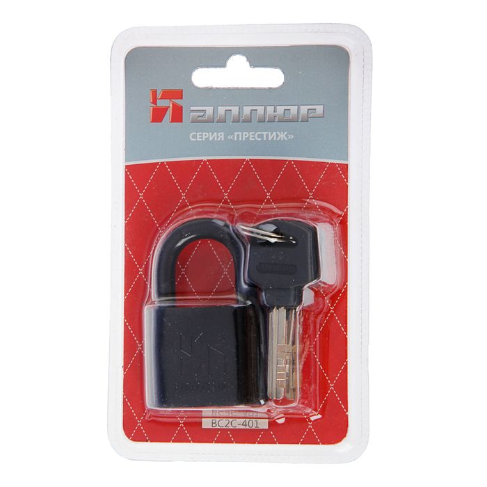 Замок навесной "АЛЛЮР" ВС2С-401, дужка d=7 мм, черный