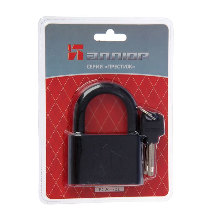 Замок навесной "АЛЛЮР" ВС2С-701, дужка d= 10.5 мм, черный