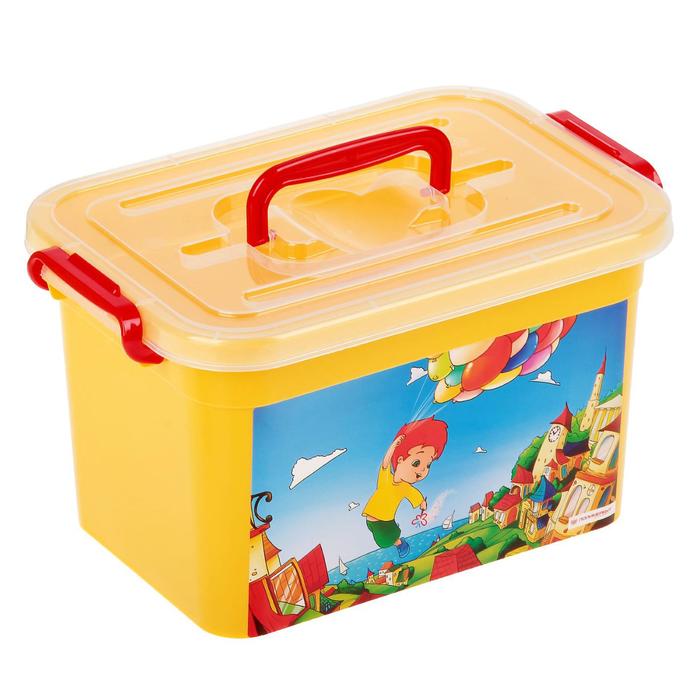 Ящик для игрушек "Радуга" с крышкой и ручками, 6,5 л, МИКС