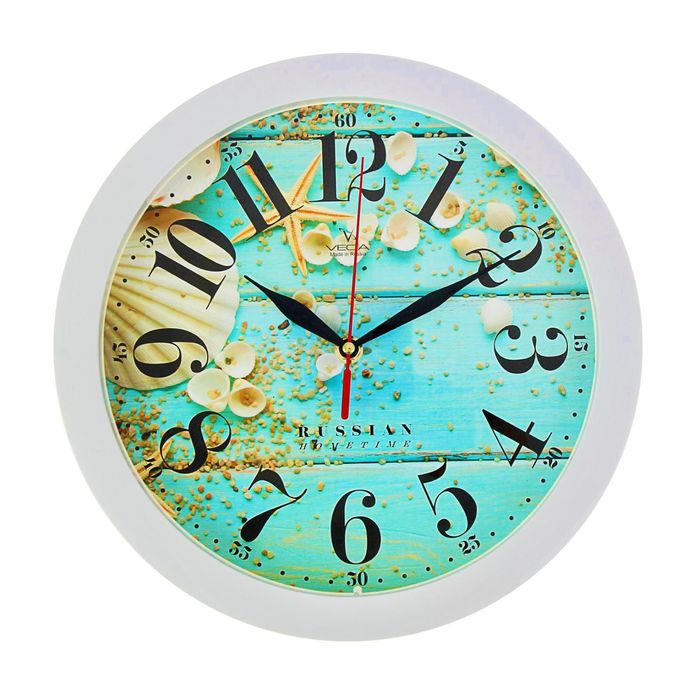 Часы настенные круглые "Ракушки", белый обод, 28х28 см