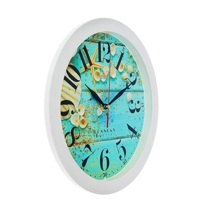 Часы настенные круглые "Ракушки", белый обод, 28х28 см