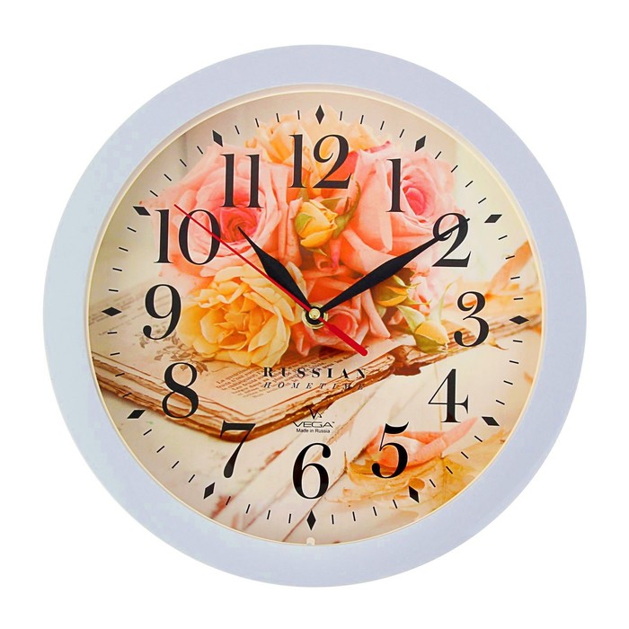 Часы настенные круглые "Вдохновение", белый обод, 28х28 см микс