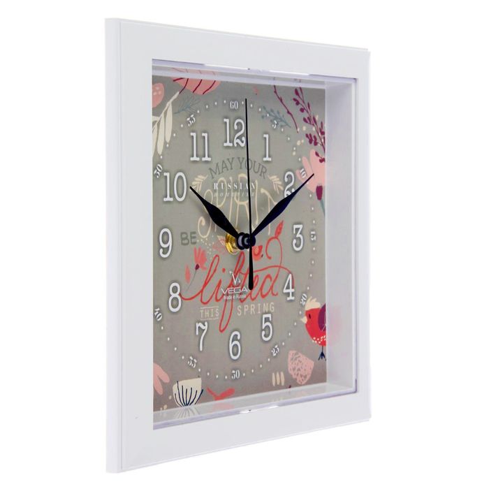 Часы настенные квадратные "Весеннее время", белый обод, 20х20 см