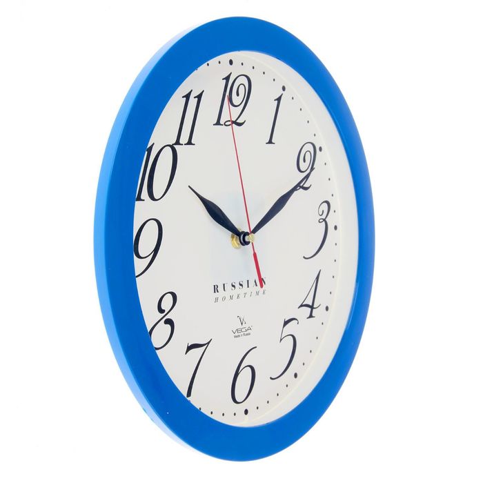 Часы настенные круглые Russian Hometime, рама голубая