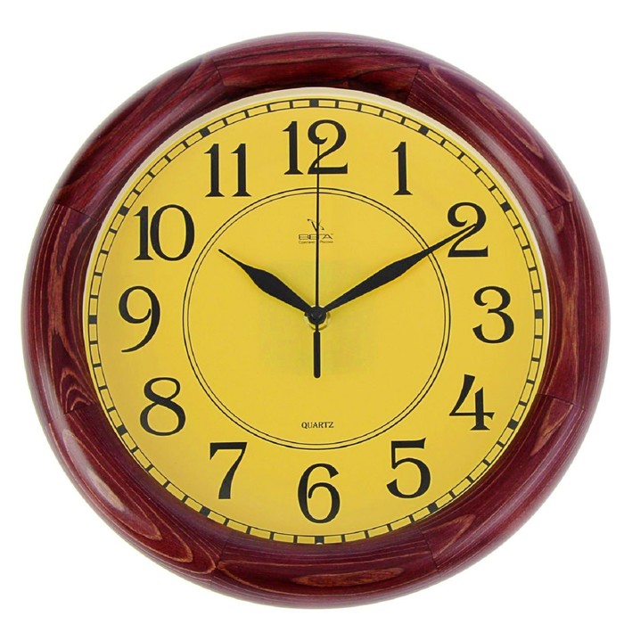 Часы настенные круглые "Классика бежевая", деревянный обод, 30х30см микс