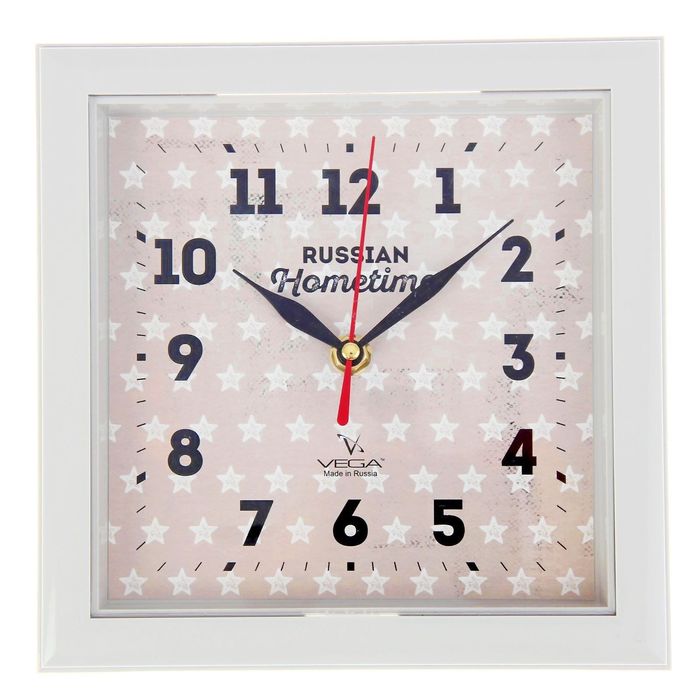 Часы настенные квадратные "Звёзды", белая рамка, 20х20 см, микс