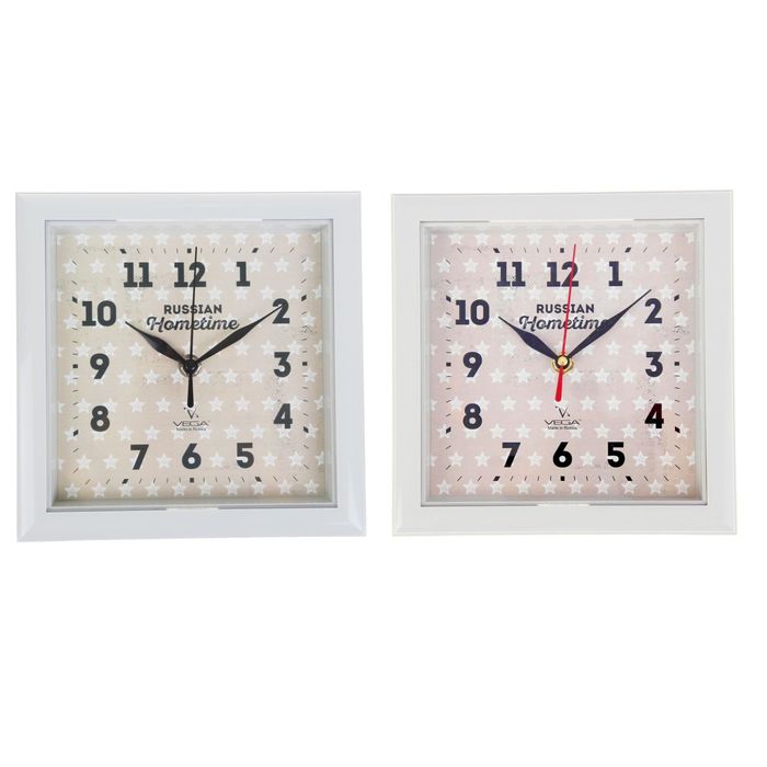 Часы настенные квадратные "Звёзды", белая рамка, 20х20 см, микс
