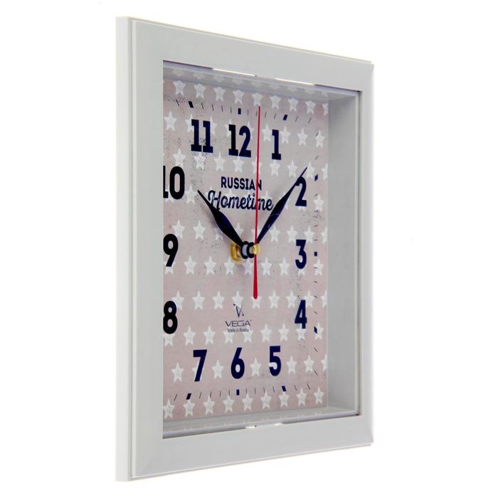 Часы настенные квадратные "Звёзды", белая рамка, 20х20 см, микс