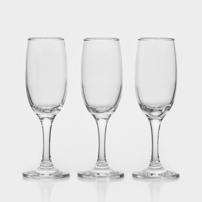 Набор стеклянных бокалов для шампанского Bistro, 190 мл, 3 шт набор бокалов для мартини bistro 190 мл 6 шт