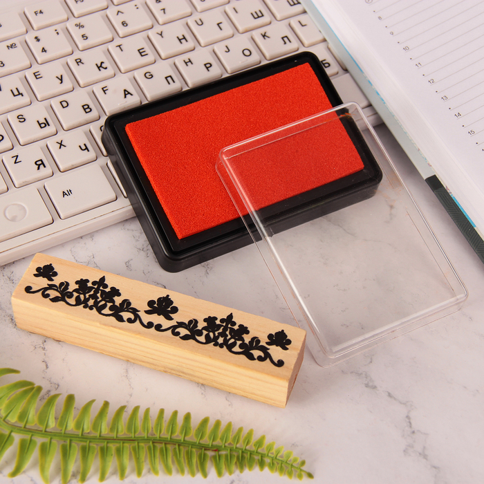 Набор "Цветочная сказка" (печать 10,3х2,3 см, штемпельная подушка 10х7 см) набор 2 шт